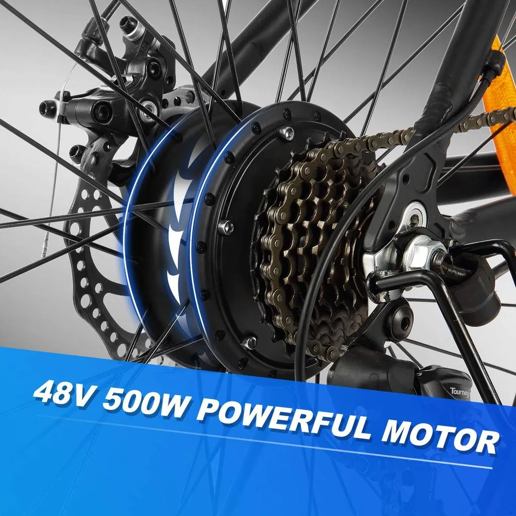 Ancheer 27.5 Inch Wheel 48V 500W Blue Spark Electric Mountain Bike